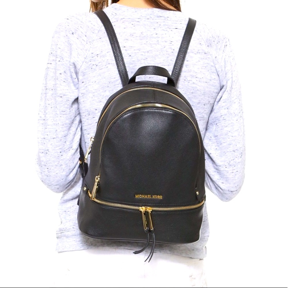 Michael Kors Black Backpack with Gold Accents